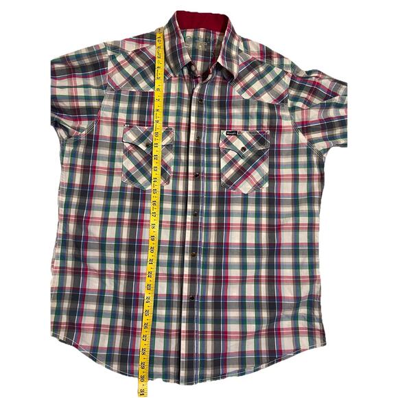 Wrangler Twenty X Shirt Pearl Snaps Mens Size Lg Multicolor Pink Yellowstone - Picture 10 of 13